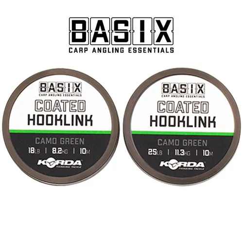 Korda Basix Braided Hooklink Camo Green.webp