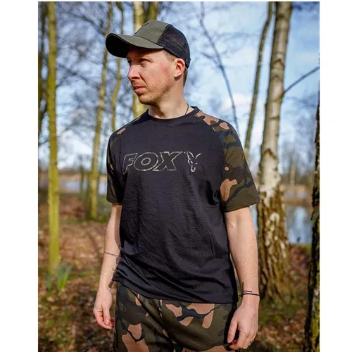 Fox Black Camo Outline Print T Shirt Black 3XL.webp