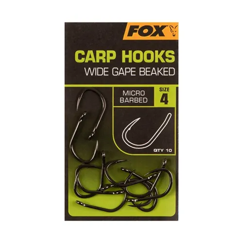 Fox Anzuelos Carp Hooks Wide Gape Beaked Micro Barbed Size 4.webp