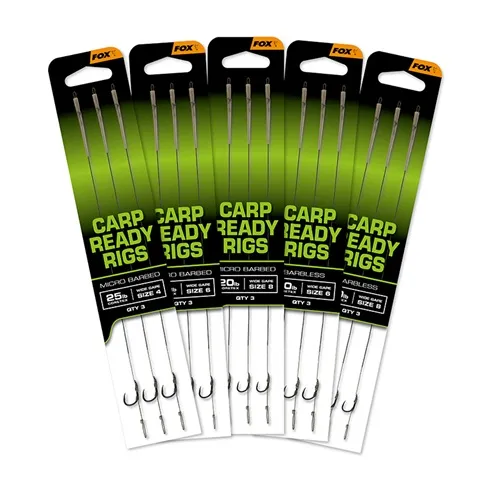 Fox Carp Ready Rigs x3 Micro Barbed Wide Gape Size 2 25lb.webp