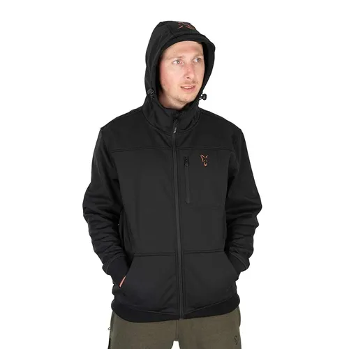 Fox Collection Soft Shell Jacket Blakc & Orange Size XL.webp