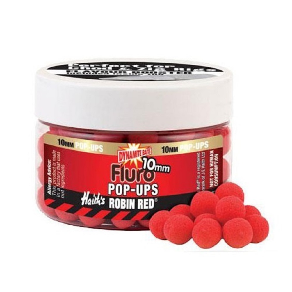 DYNAMITE BAITS POP UPS & DUMBELLS FLURO ROBIN RED 10 MM