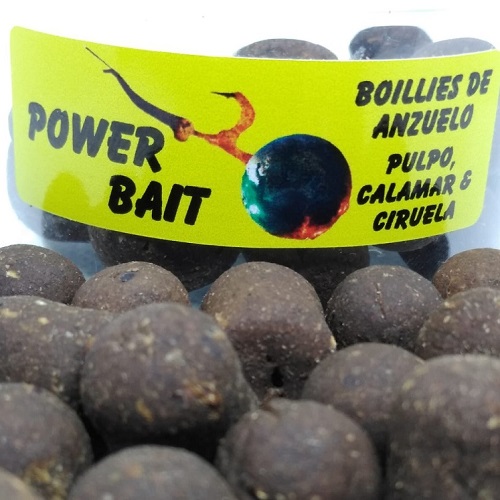 POWER BAITS BOILIES DE ANZUELO   PULPO  CALAMAR Y CIRUELA