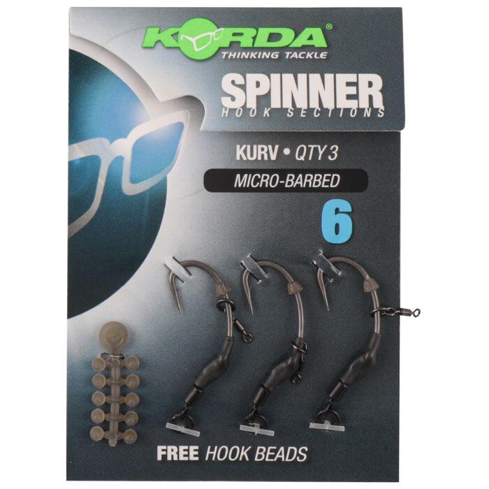 KORDA SPINNER HOOK SECTIONS KURV MICRO BARBED   SIZE 6