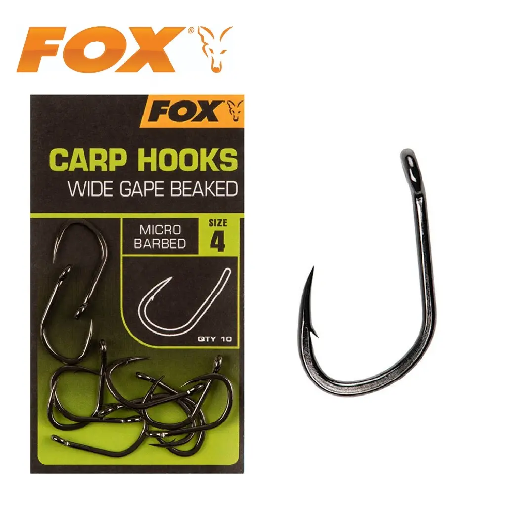 FOX CARP HOOKS WIDE GAPE BEAKED MICRO BARBED SIZE 4