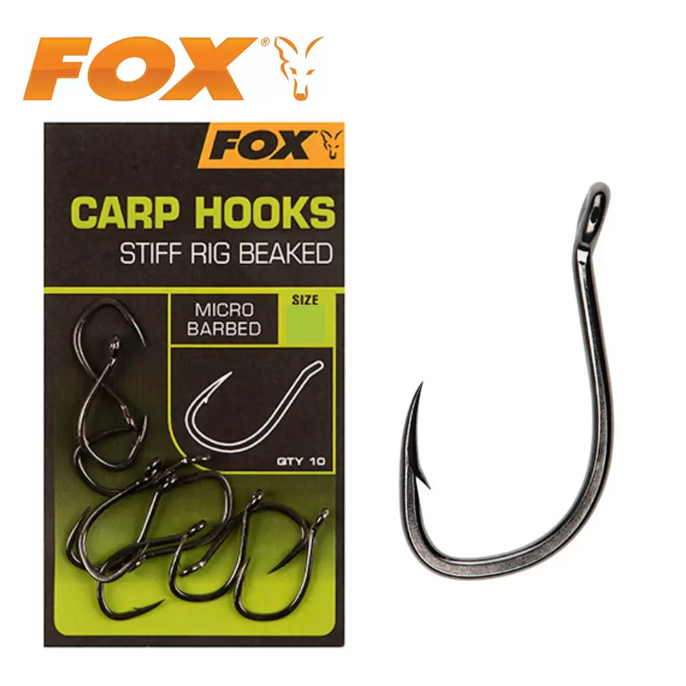 FOX CARP HOOKS STIFF RIG BEAKED MICRO BARBED SIZE 4