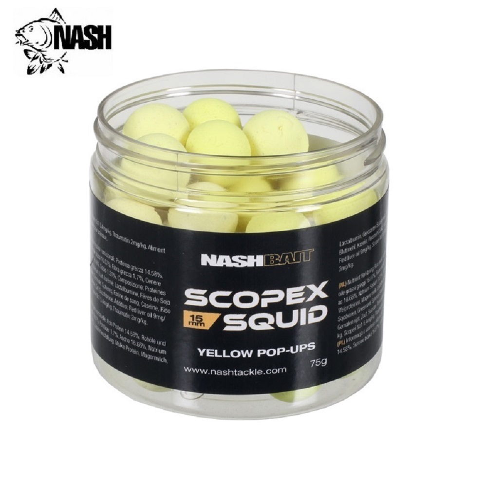 [NASH SCOPEX SQUID POP UPS YELLOW 15mm-1] NASH SCOPEX SQUID POP UPS YELLOW 20 MM