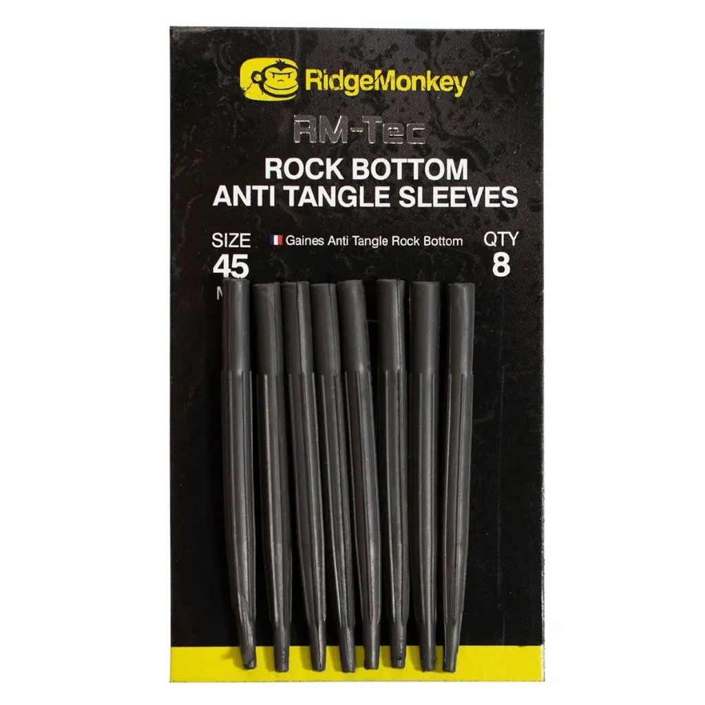 [RMT101] Ridgemonkey Connexion Rock Bottom Anti Tangle Sleeves Silt Black Large 45mm