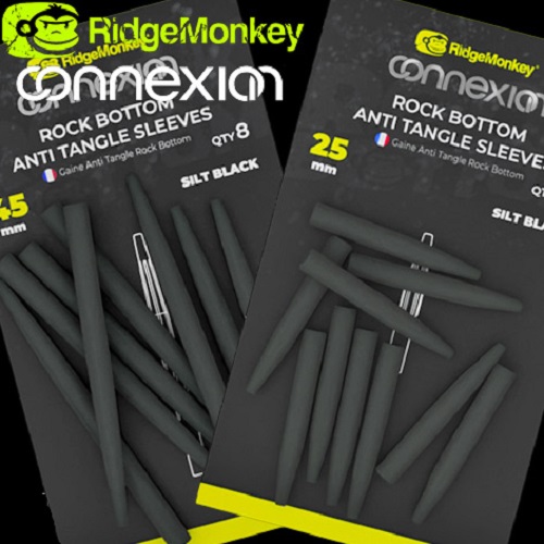 RIDGEMONKEY CONNEXION ROCK BOTTOM ANTI TANGLE SLEEVES 25 MM SMALL SILT BLACK RMT102