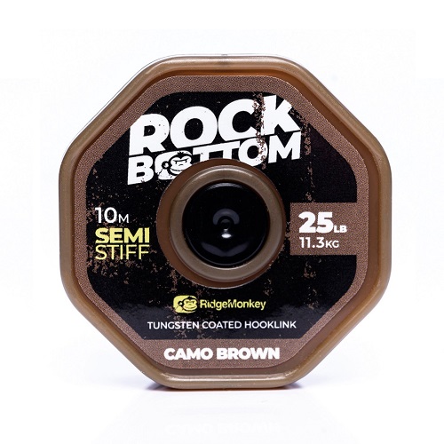 RIDGEMONKEY RM TEC ROCK BOTTOM TUNGSTEN COATED SEMI STIFF 25LB CAMO BROWN RMT282