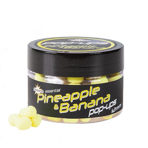 [ADY041837] DYNAMITE BAITS FLURO POP UPS PINEAPPLE & BANANA 12MM