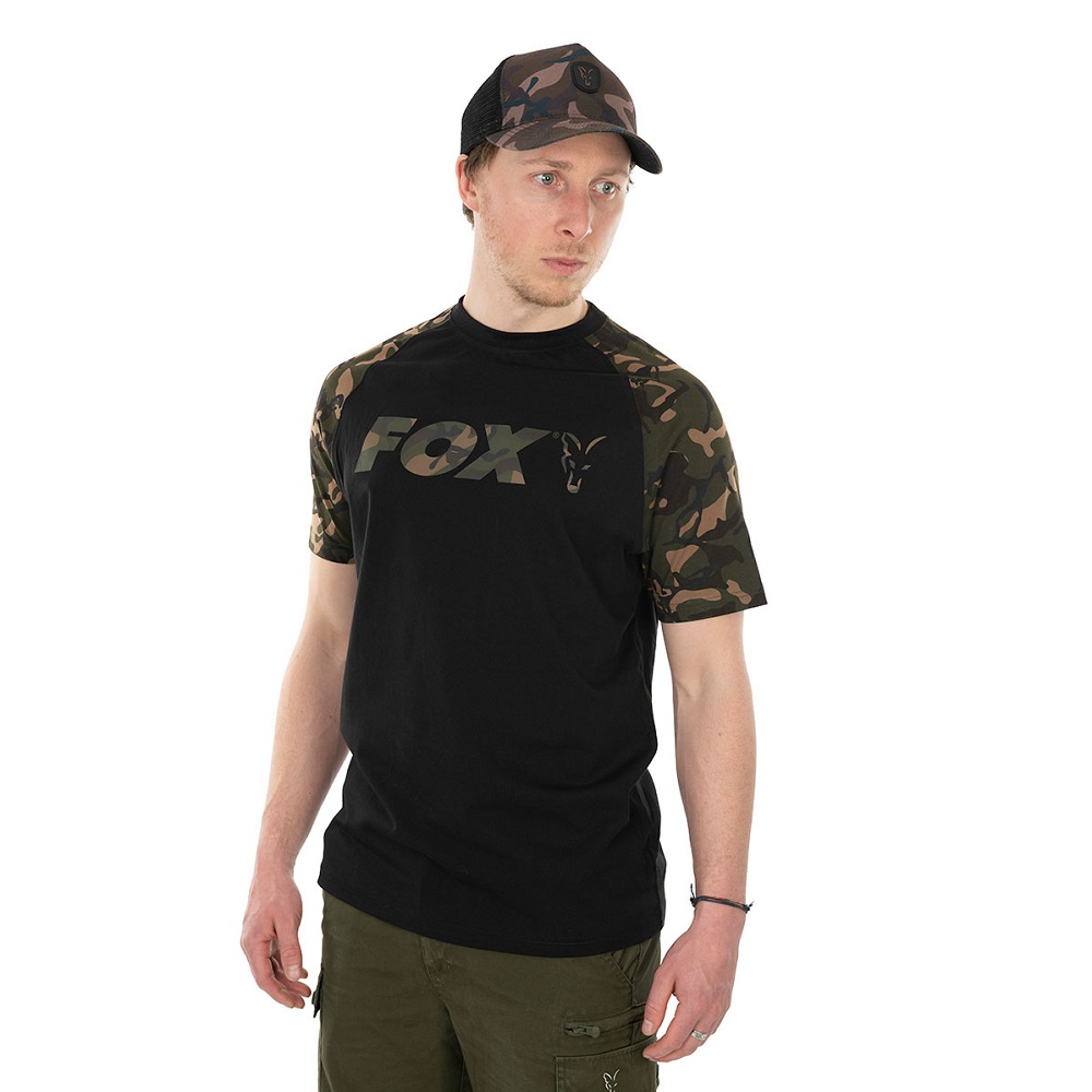 [CFX106] FOX RAGLAN T SHIRT BLACK/CAMO Size XL CFX106