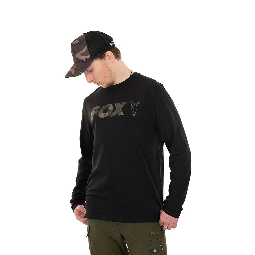 [CFX116] FOX LONG SLEEVE BLACK/CAMO SHIRT Size M CFX116