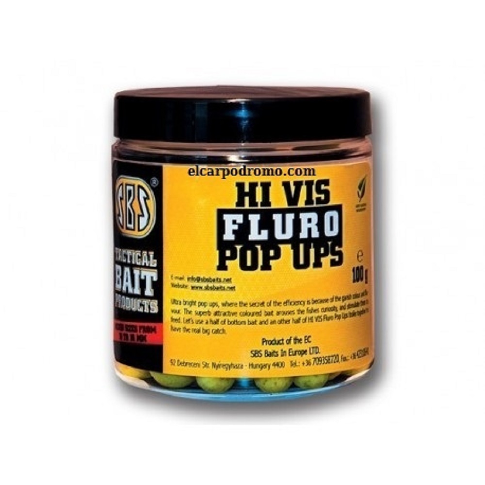 SBS HI VIZ FLURO POP UPS SQUID OCTOPUS AMARILLO 16 20MM 100G 13010