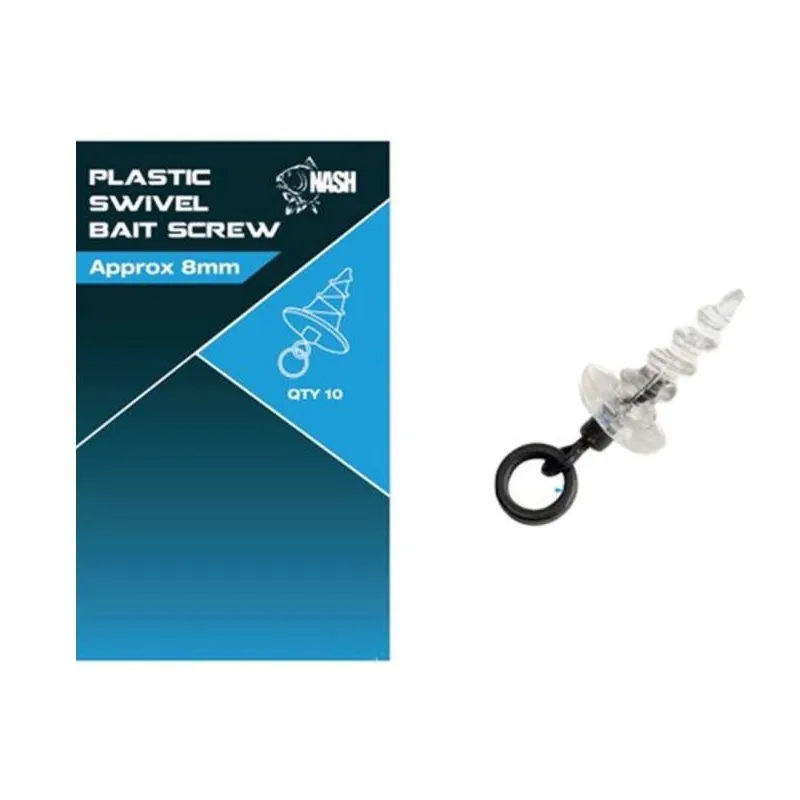 Nash Plastic Swivel Baits Screw 8mm 10Qty
