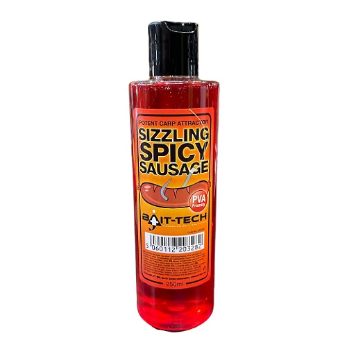 BAIT TECH SIZZLING SPICY SAUSAGE 250ML EXLIQSSS