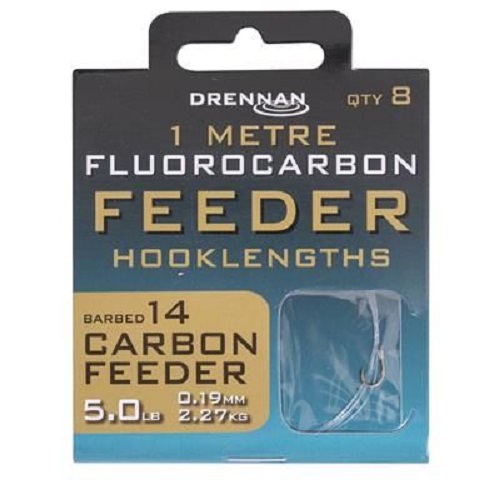DRENNAN FLUOROCARBON FEEDER HOOKLENGTHS SIZE 14 5LB 0.19MM 2.27KG 1M (8 UNID)