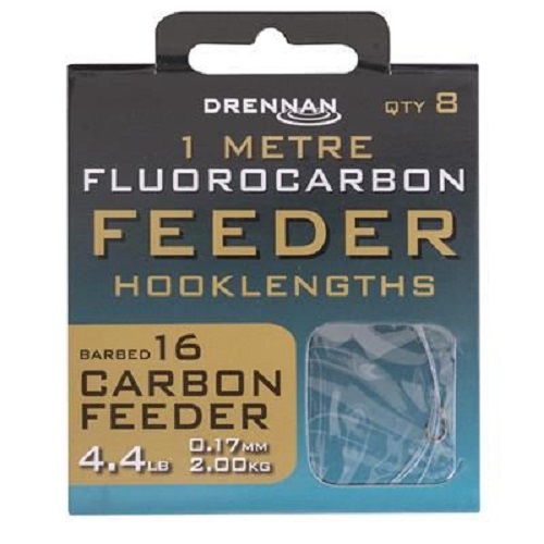 [PROV1426] DRENNAN FLUOROCARBON FEEDER HOOKLENGTHS SIZE 16 4.4LB 0.17MM 2.00KG 1M (8 UNID)