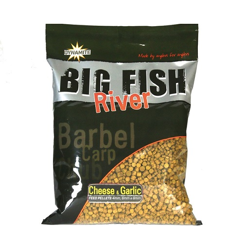 DYNAMITE BAITS BIG FISH RIVER PELLETS CHEESE & GARLIC 4 6 8MM 1.8KG DY1367