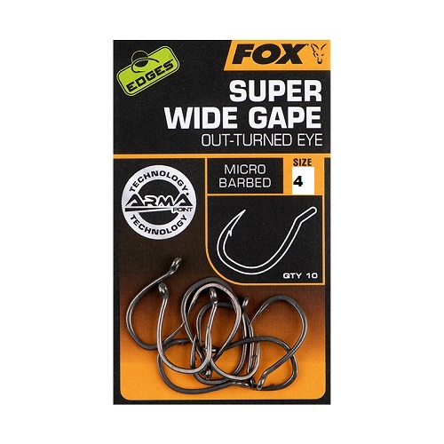 FOX EDGES™ SUPER WIDE GAPE (OUT TURNED EYE) MICRO BARBED SIZE 4 CHK246