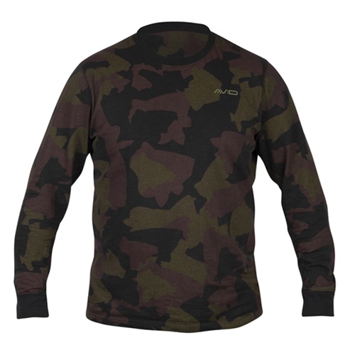 Avid Carp Distortion Camo Lite T-Shirt Long Sleeve Size M