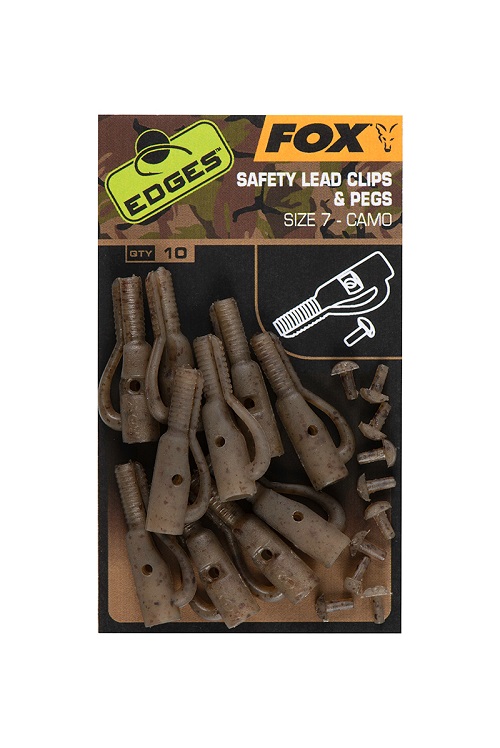 [CAC807] FOX SAFETY LEAD CLIPS & PEGS SIZE 7 CAMO CAC807