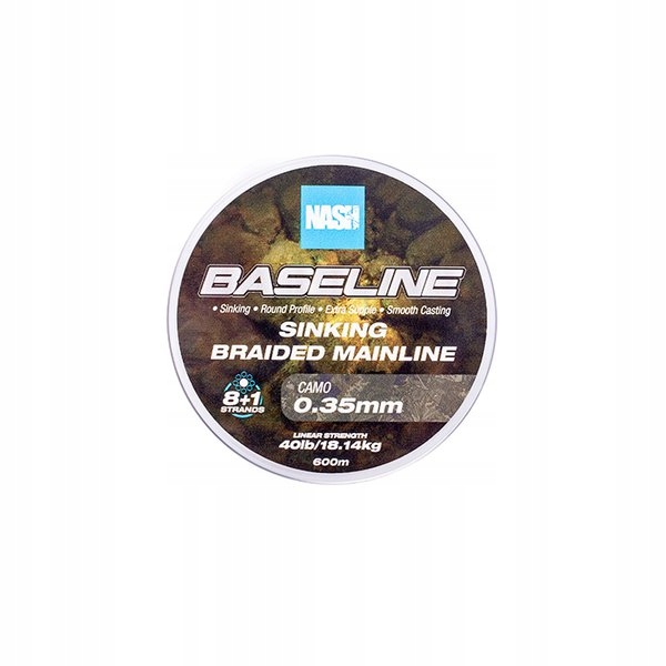 [T6003] Nash Baseline Sinking Braided 0.35mm Camo 40lb/18 14kg 600m T6003