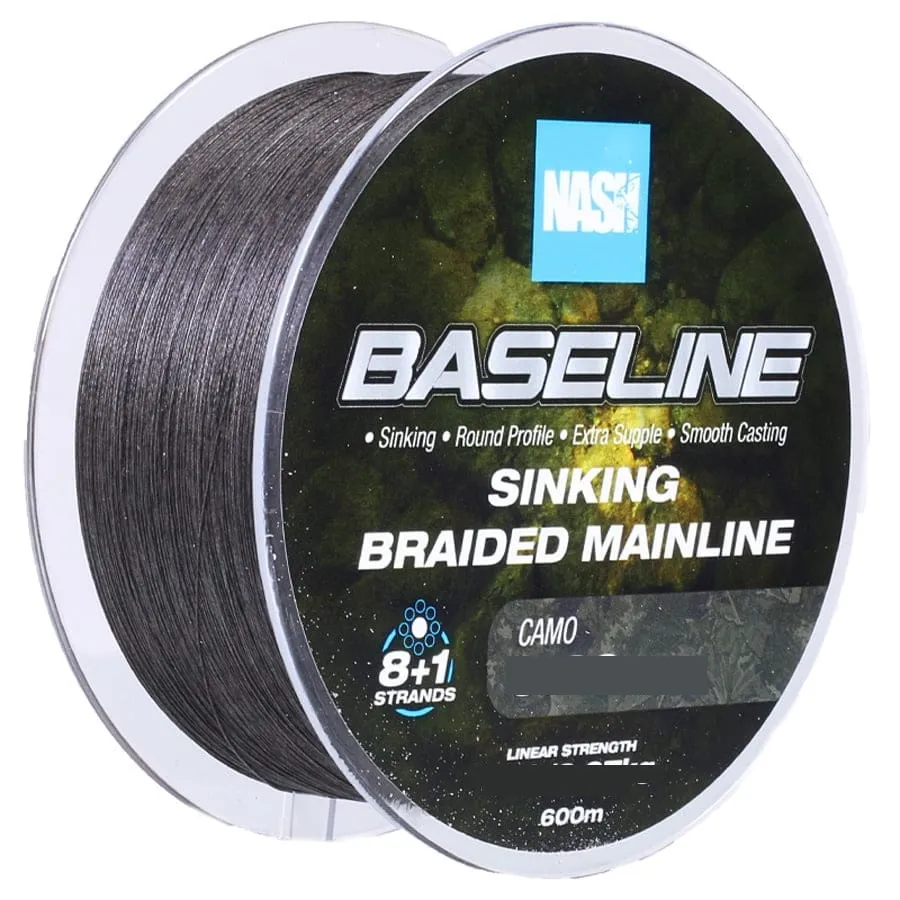 Nash Baseline Sinking Braided Camo 0.35mm 40lb 600m