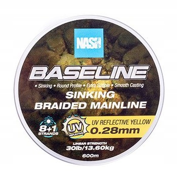 [T6010] NASH BASELINE SINKING BRAID UV YELLOW 0.28mm 30lb/13 60kg 600M T6010
