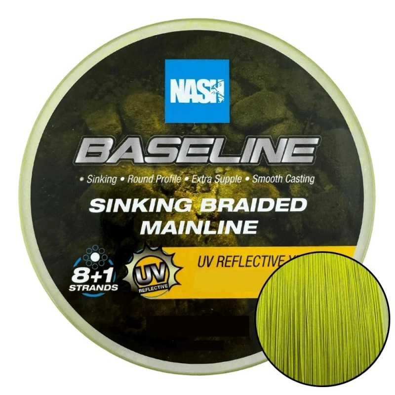 Nash Baseline Sinking Braid Uv Yellow 0,28mm 600m
