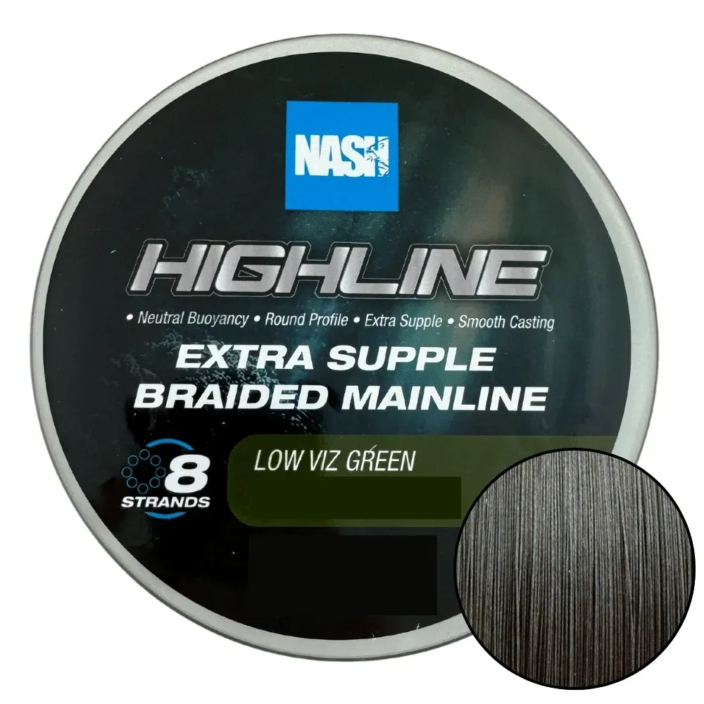 Nash Highline Extra Supple Braided Green 0,28mm 1200m