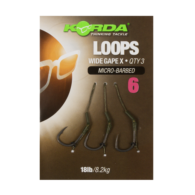 KORDA LOOP RIGS DF WIDE GAPE BARBLESS SIZE 8 18LB KCR125