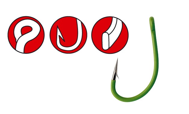 GAMAKATSU A1 G CARP SUPER CC HOOKS CAMOU GREEN 10 UND SIZE 2 149086 200