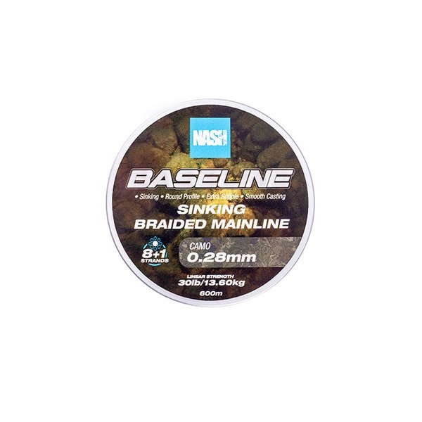 [T6002] NASH BASELINE SINKING BRAIDED MAINLINE CAMO 30LBS 0.28MM 13.60KG 600M T6002
