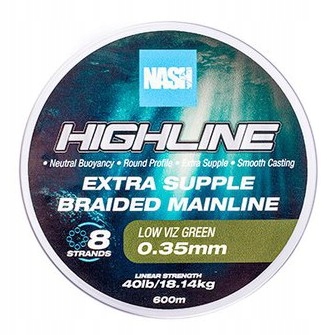 [T6019] NASH HIGHLINE EXTRA SUPPLE BRAID GREEN 035MM 40LB/18.14KG 600M T6019