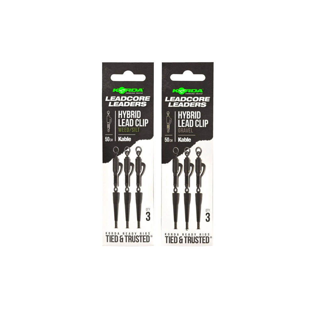 KORDA LEADCORE LEADERS HYBRID LEAD CLIP GRAVEL KABLE 50CM KLL001