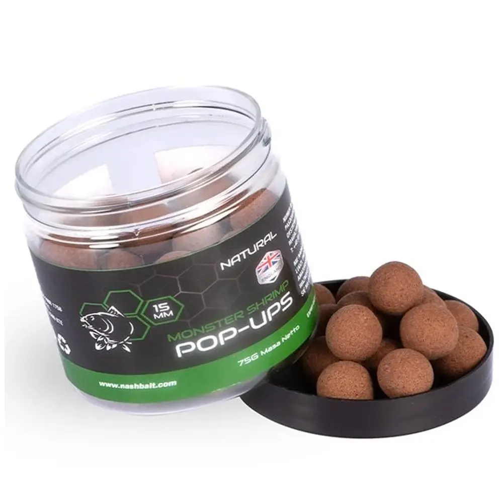 NASH BAIT NATURAL POP UPS MONSTER SHRIMP 15MM B6521