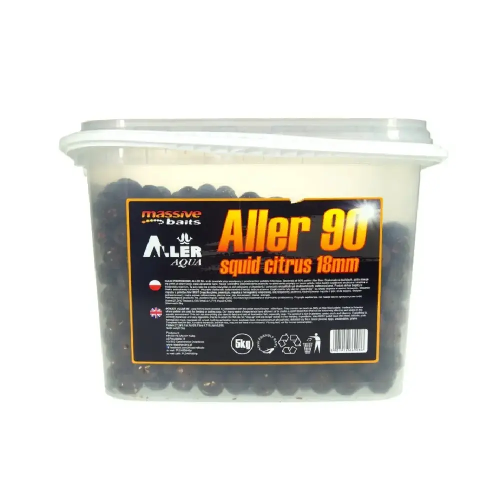 MASSIVE BAITS ALLER 90 BOILIES SQUID CITRUS 18MM 5KG AL002