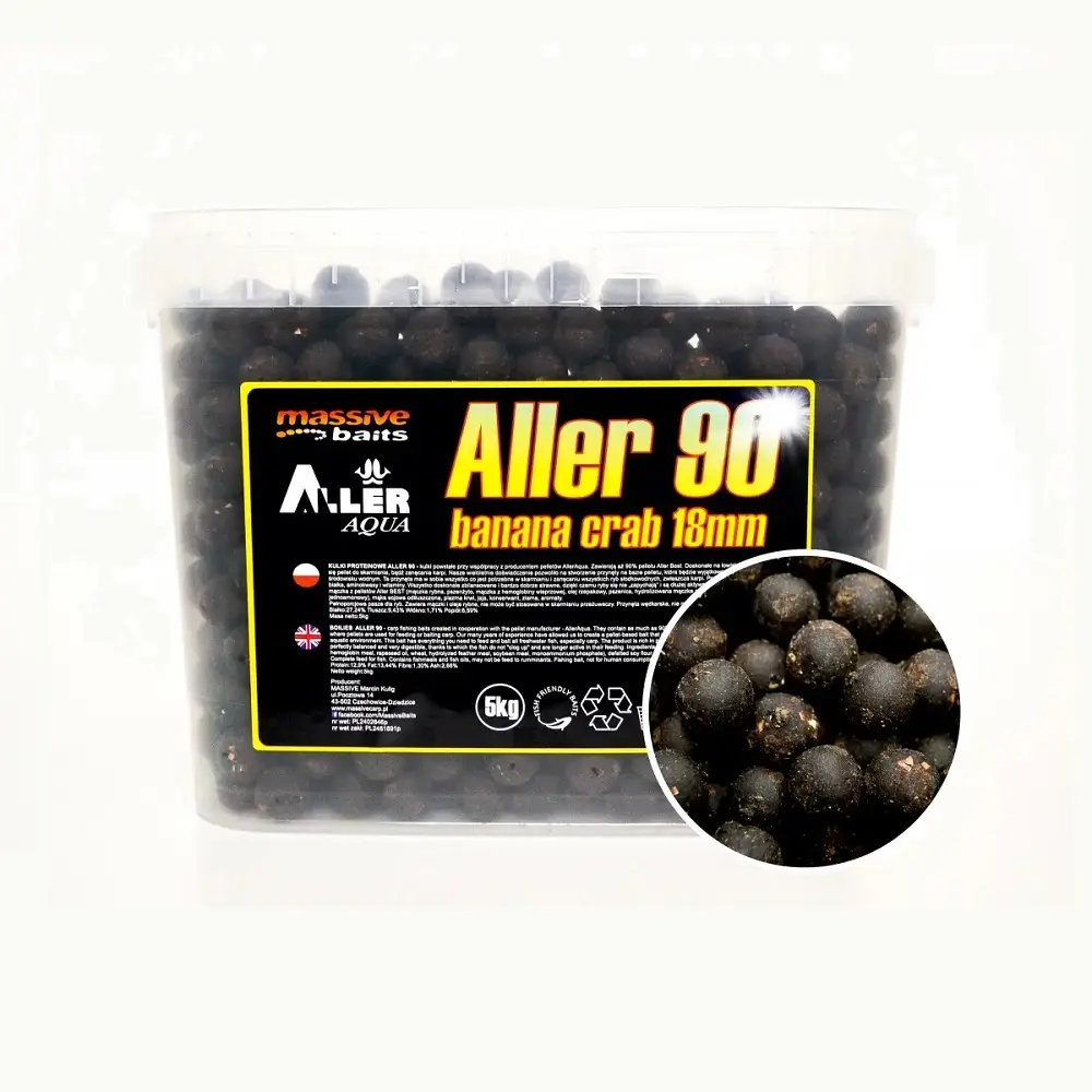 MASSIVE BAITS ALLER 90 BOILIES BANANA CRAB 18MM 5KG AL003