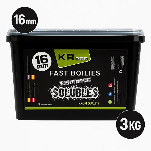 [KQBS1630103] Krom Quality KR200 Fast Boilies White Boom Solubles 16mm 3kg