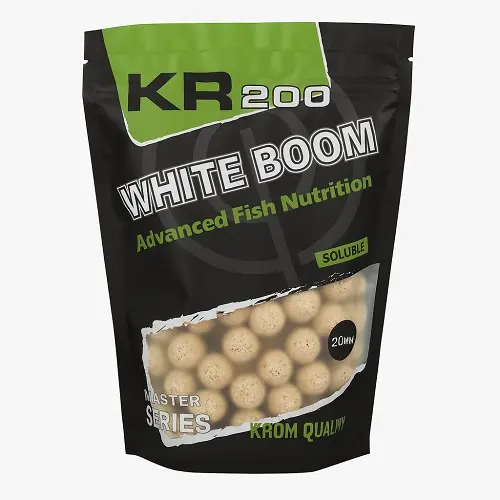 [KQBS200103] Krom Quality KR200 Boilies Solubles White Boom 20mm 800g
