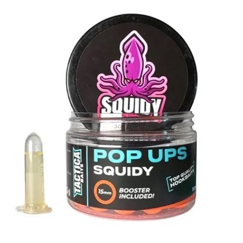 TACTICA BAITS POP UPS SQUIDY ORANGE 15MM 150ML BOOSTER INCLUDED SQ10