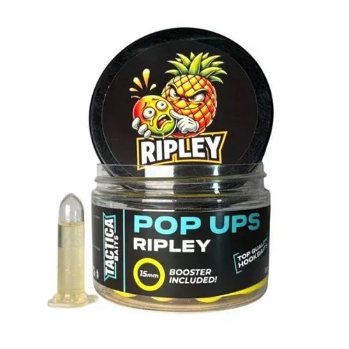 TACTICA BAITS POP UPS RIPLEY YELLOW 15MM 150ML BOOSTER INCLUDED RI09