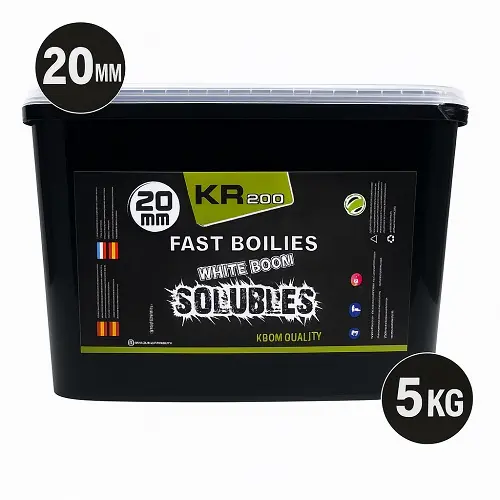 Krom Quality KR200 Fast Boilies White Boom Solubles 20mm 5kg