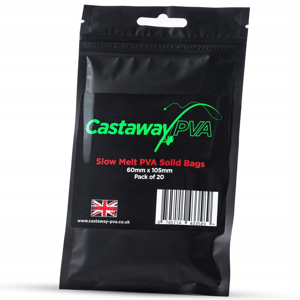 Castaway Pva Solw Melt Pva Solid Bags 60mm X 105mm 20 Unid