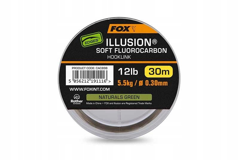 FOX ILLUSION SOFT FLUOROCARBONO NATURALS GREEN 19LB 8 6KG 0 39MM 30M CAC900