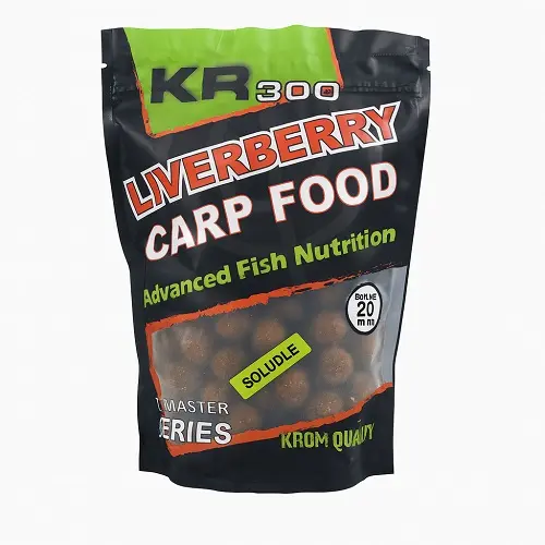 [KQBS200102] Krom Quality KR300 Boilies Solubles Liverberry 20mm 800g