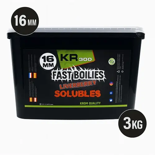Krom Quality KR300 Fast Boilies Liverberry Solubles 16mm 3kg