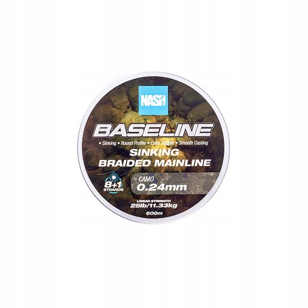 [T6001] NASH BASELINE SINKING BRAID CAMO 25LB 0.24MM 600M T6001