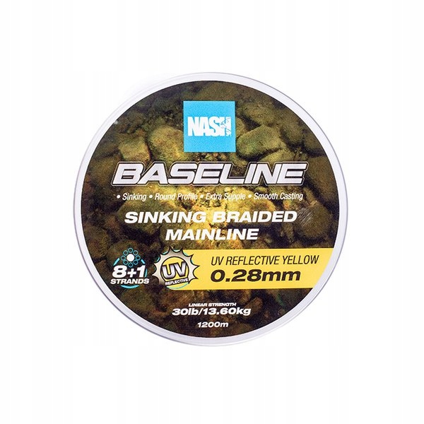 NASH BASELINE SINKING BRAID UV YELLOW 30LB 0.28MM 1200M T6014